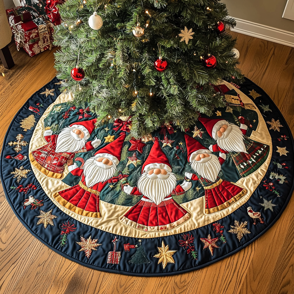Frosty Fir Magic Christmas Quilted Tree Skirt Under Tree Christmas Decor Holiday Party Decor for Home