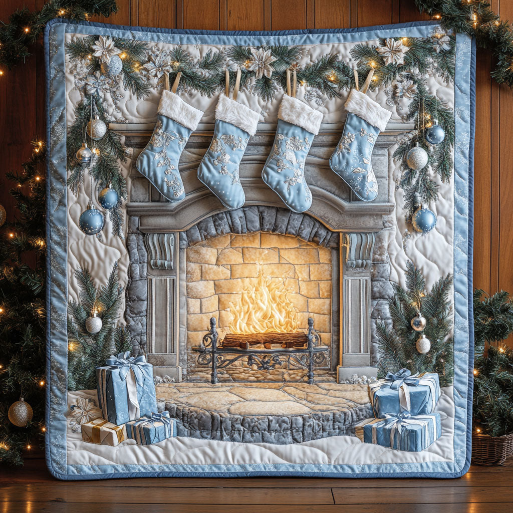 Frosty Fireplace Quilt Blanket Queen Size Blanket Christmas Gift Ideas For Siblings