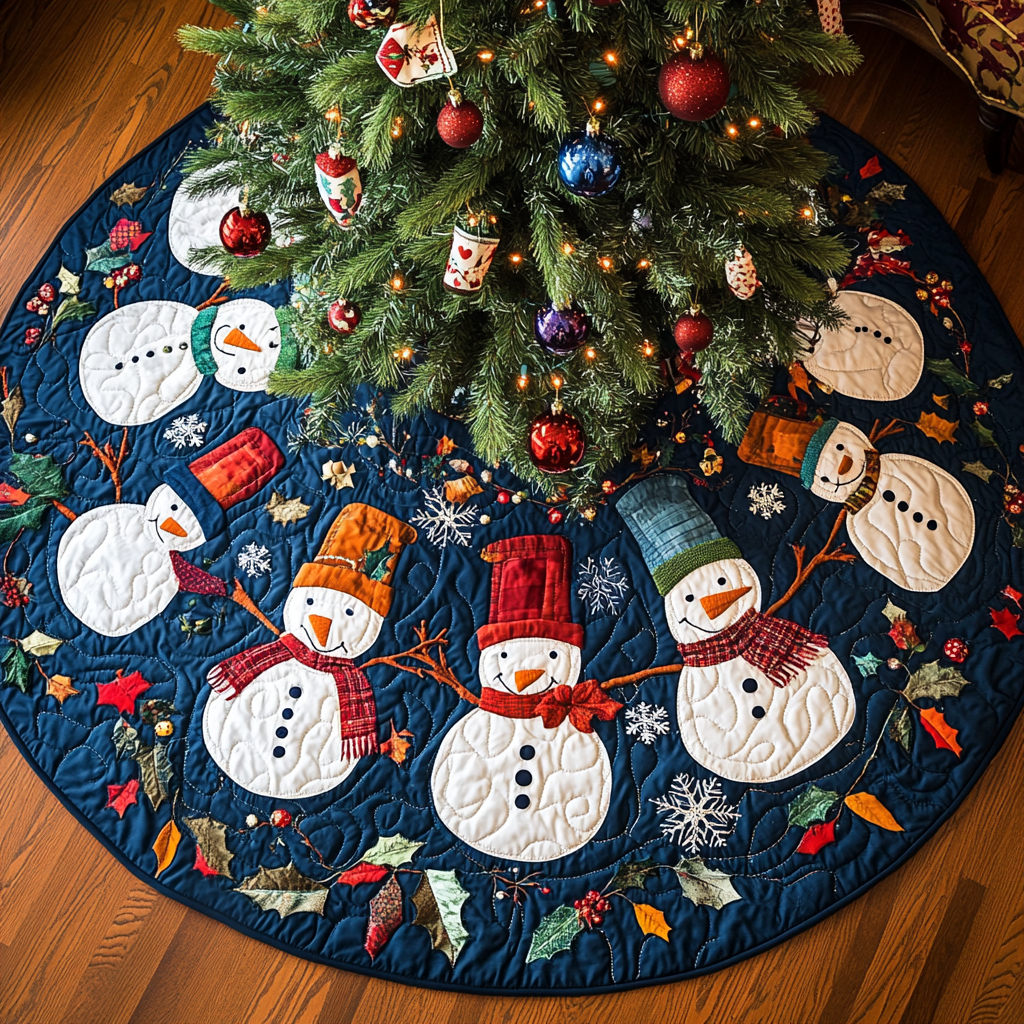 Frosty Flair Christmas Quilted Tree Skirt Xmas Decorations Inside House Christmas Gift Ideas
