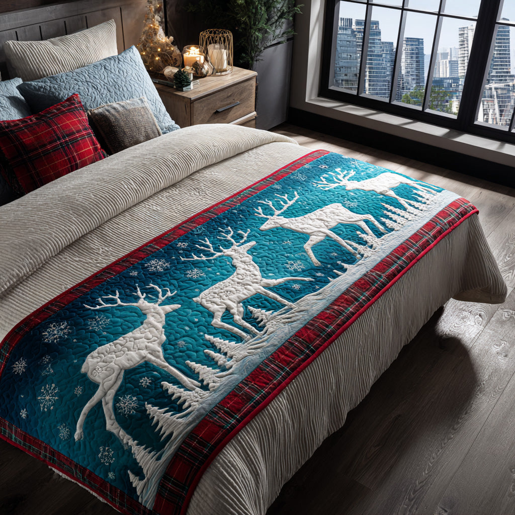 Frosty Forest Quilted Bed Runner Christmas Bed Runner Secret Santa Gifts