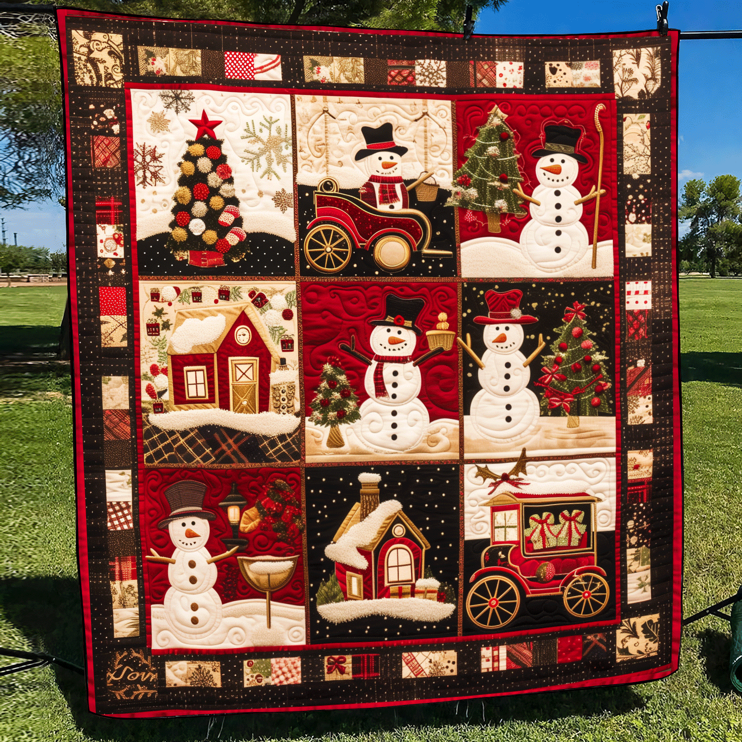 Frosty Friends Christmas Quilted Blanket Mother In Law Christmas Gift