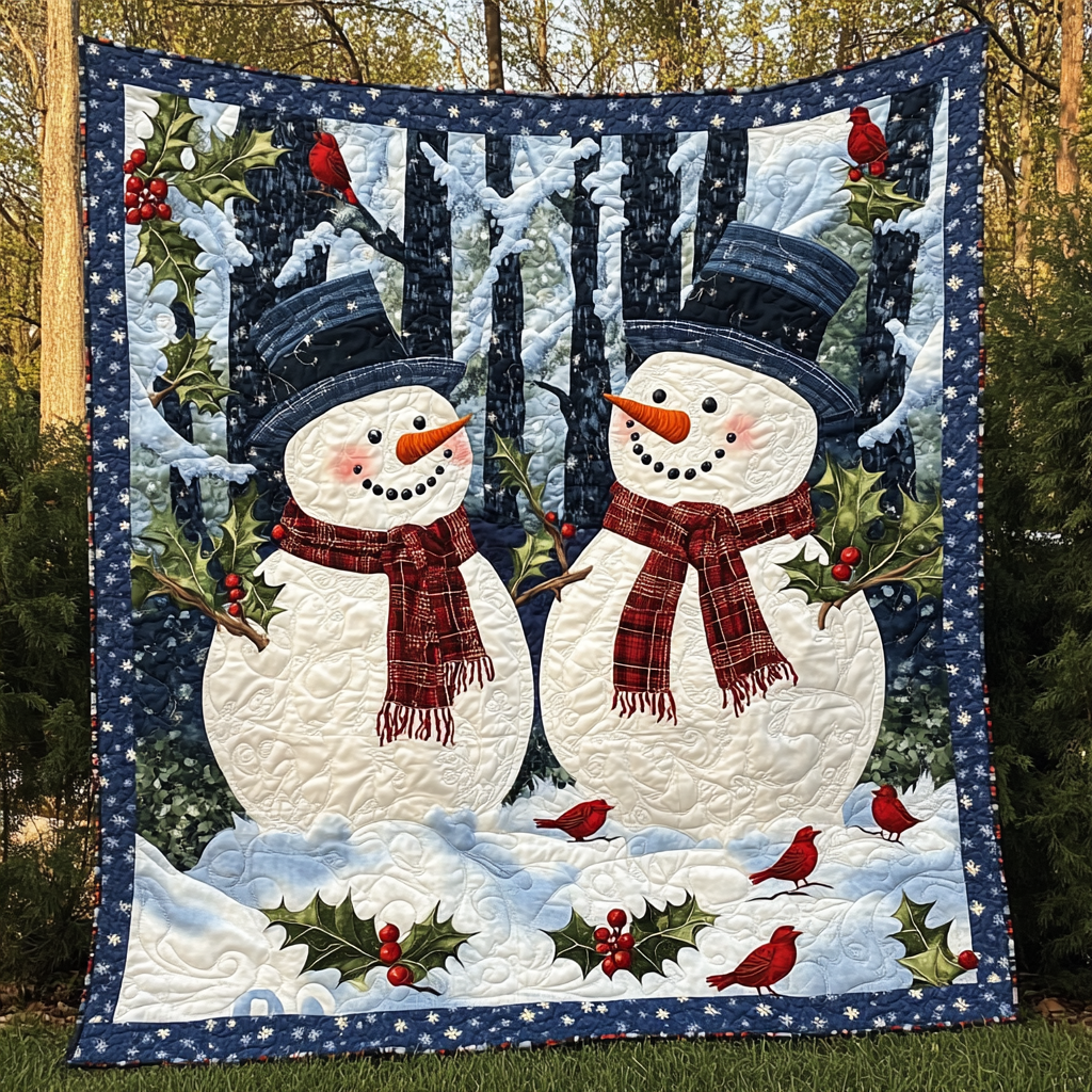 Frosty Friends Forever Quilted Blanket Cute Christmas Blankets