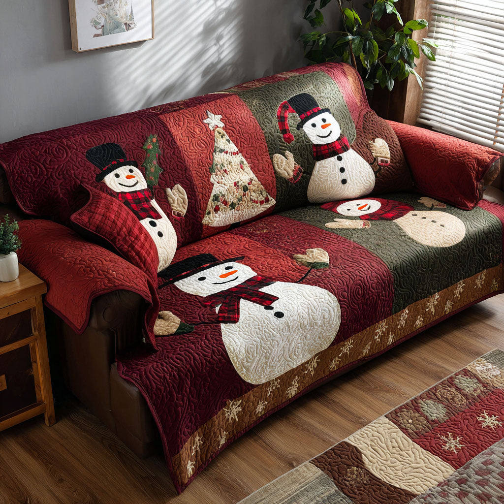 Frosty Friends Gathering Quilted Sofa Cover Holiday Living Decorations Great Book Presents