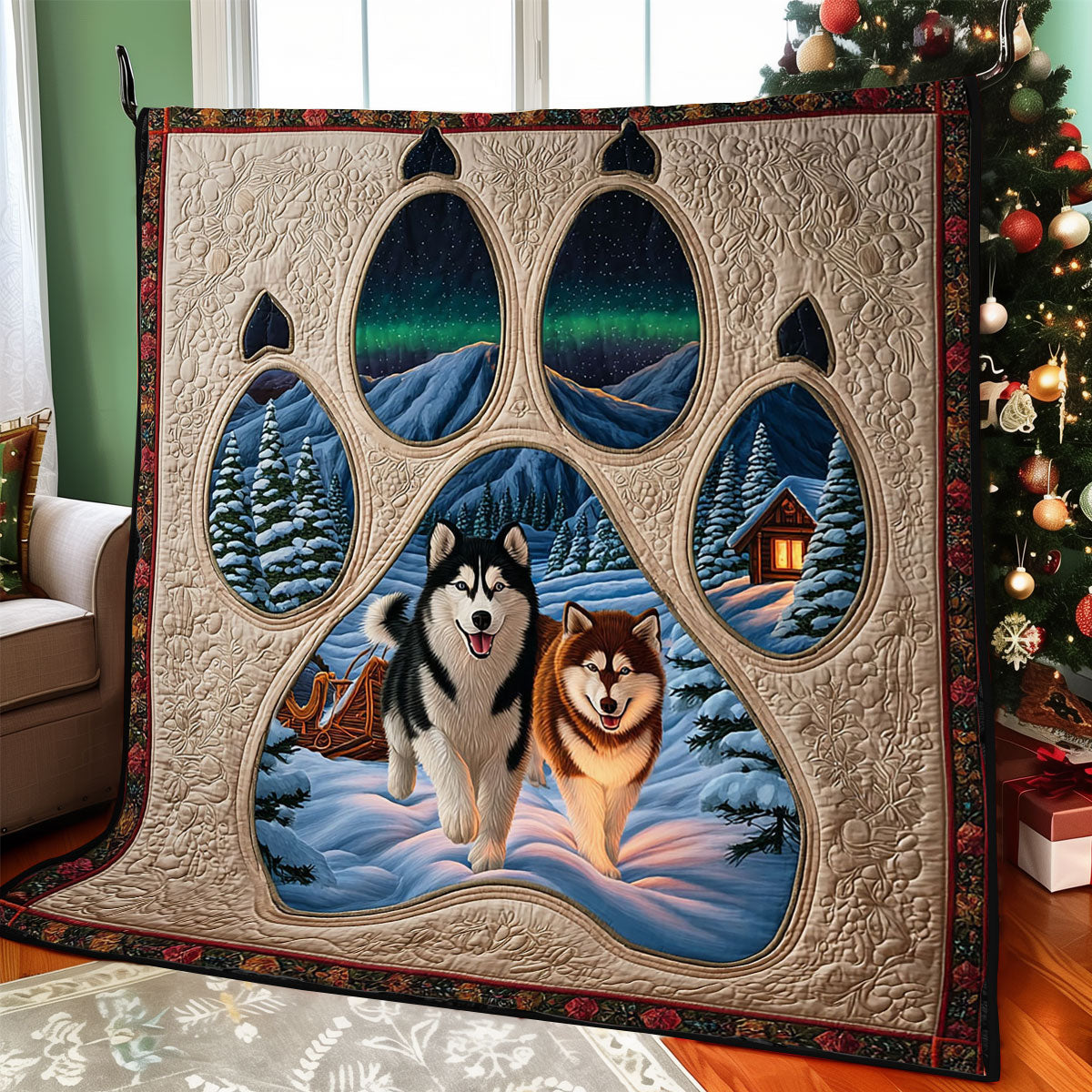 Frosty Friends Quilt Blanket Christmas Blanket Good Presents For Dog Lovers