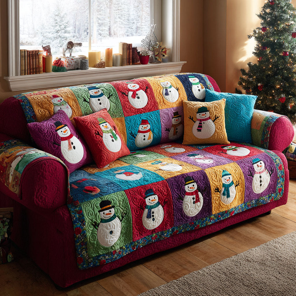 Frosty Friends Quilted Sofa Cover Holiday Living Christmas Decor Snowman Christmas Gifts