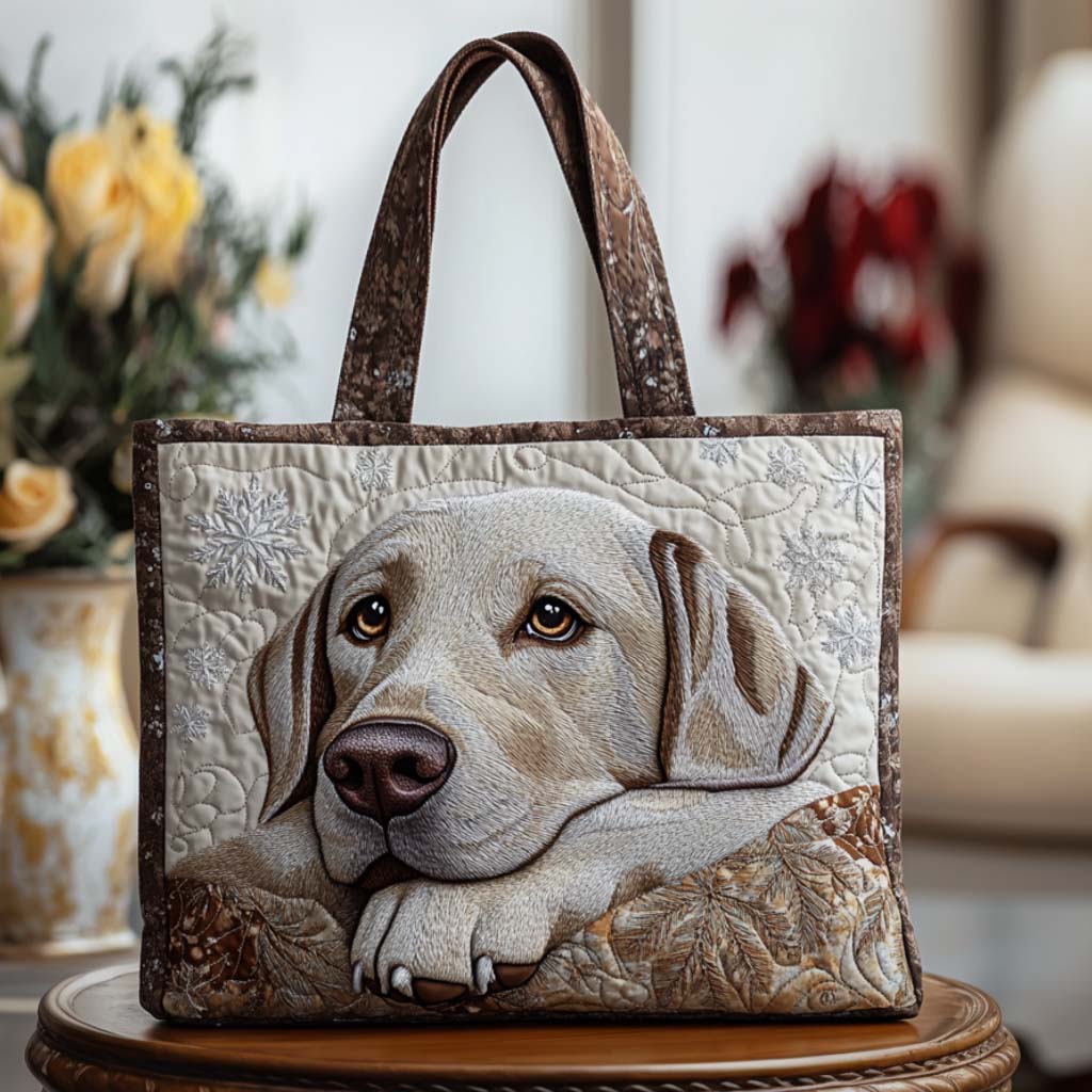Frosty Gaze Quilted Tote Bag Best Gifts For Dog Pet Lovers