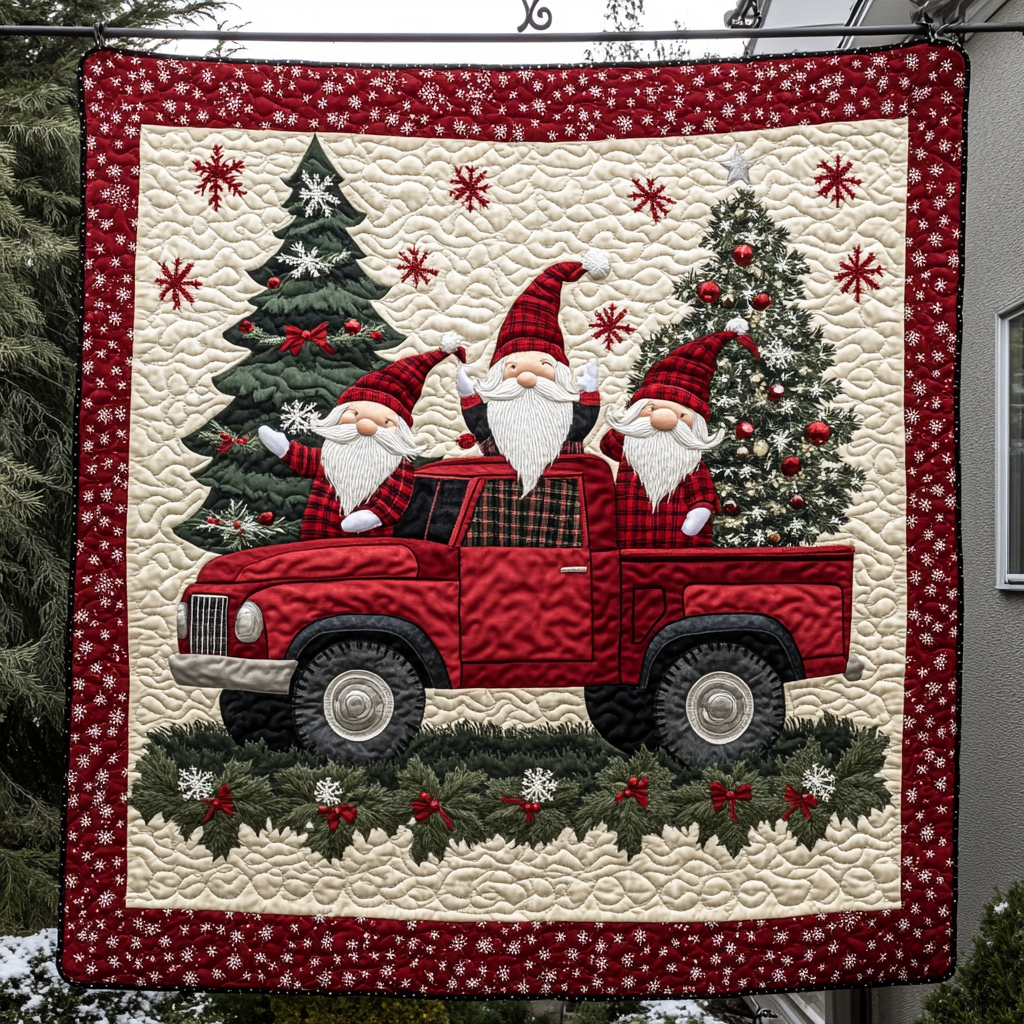 Frosty Gnome Festivities Quilted Blanket Christmas Throw Blankets Presents For Mom