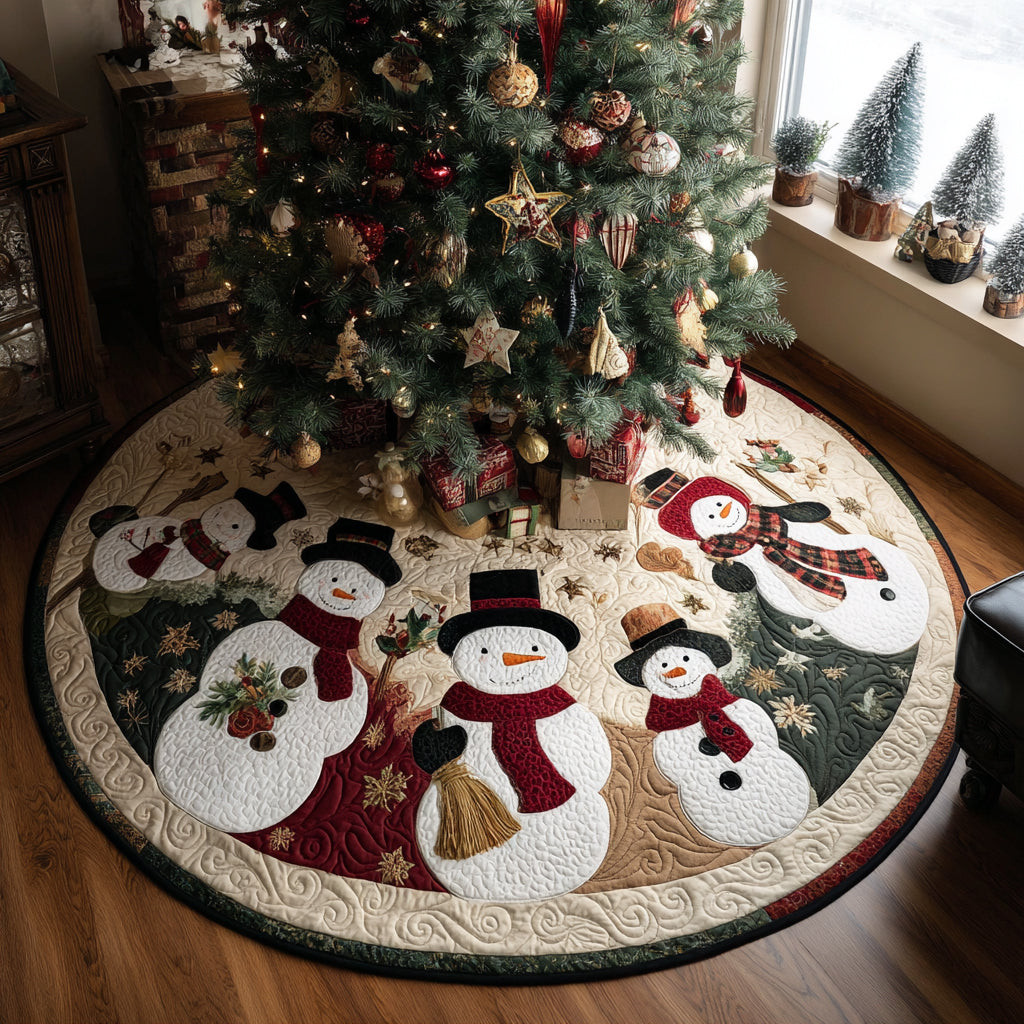 Frosty Heart Christmas Quilted Tree Skirt Home Decor Xmas Tree Skirt Good Christmas Gifts