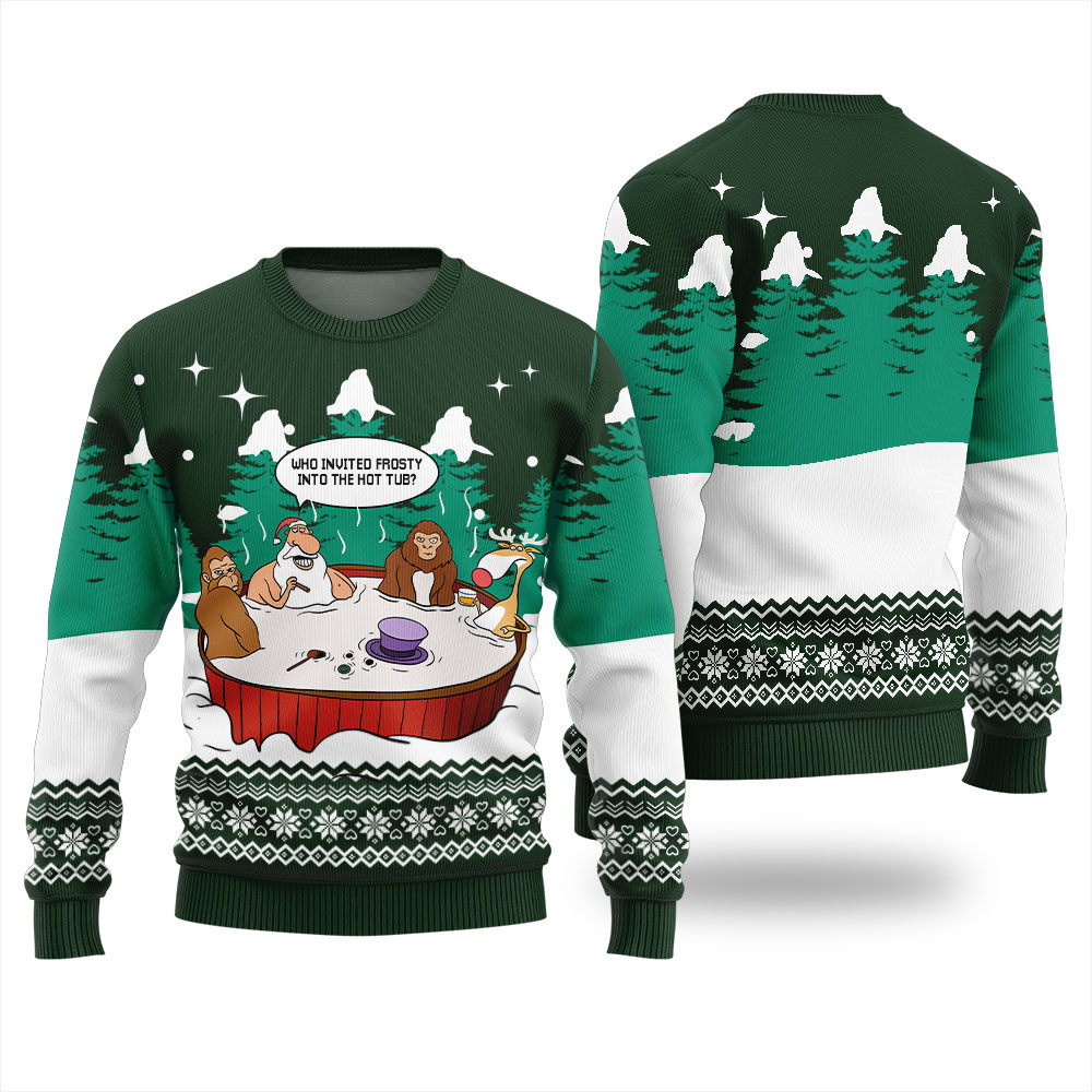 Frosty In The Hot Tub Mens Christmas Sweater Best Gift Idea for Christmas Enthusiasts