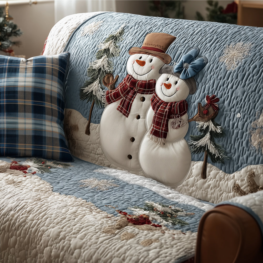 Frosty Lovebirds Quilted Sofa Cover Sofa Seat Covers Grandparent Christmas Present Ideas