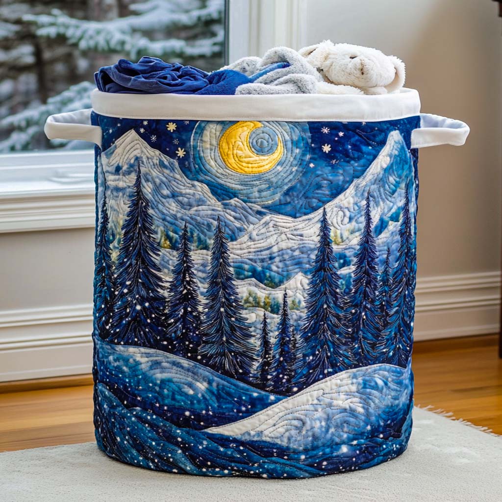 Frosty Moon Quilted Laundry Basket Must-Have Home Essential