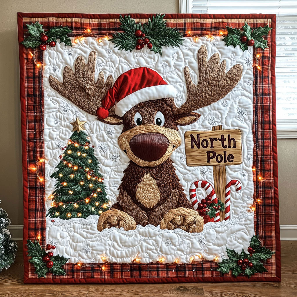 Frosty Moose Night Quilt Charming Quilt Blanket Gift for Festive Spirit