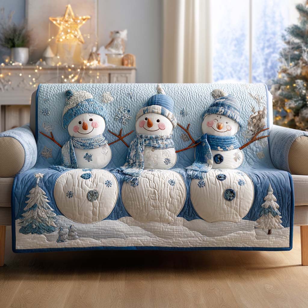 Frosty Morning Trio Quilted Sofa Cover Christmas Family Room Decor Gift Ideas For Mom