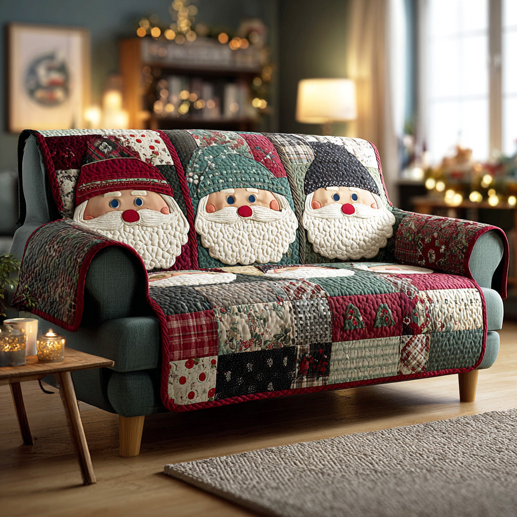 Frosty Night Magic Quilted Sofa Cover Christmas Family Room Decor Gifts For Family