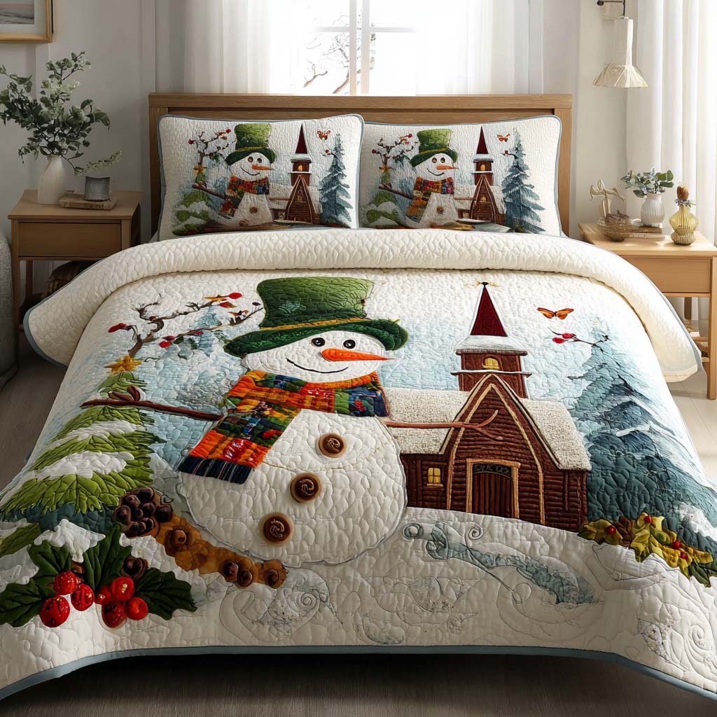 Frosty Night Quilted Bedding Set Best Holiday Duvet Covers Christmas Gifts For Dad