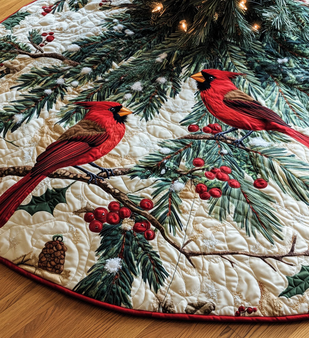Frosty Nightfall Quilted Christmas Tree Skirt Practical Quilted Tree Skirt Gift for Holiday Organization