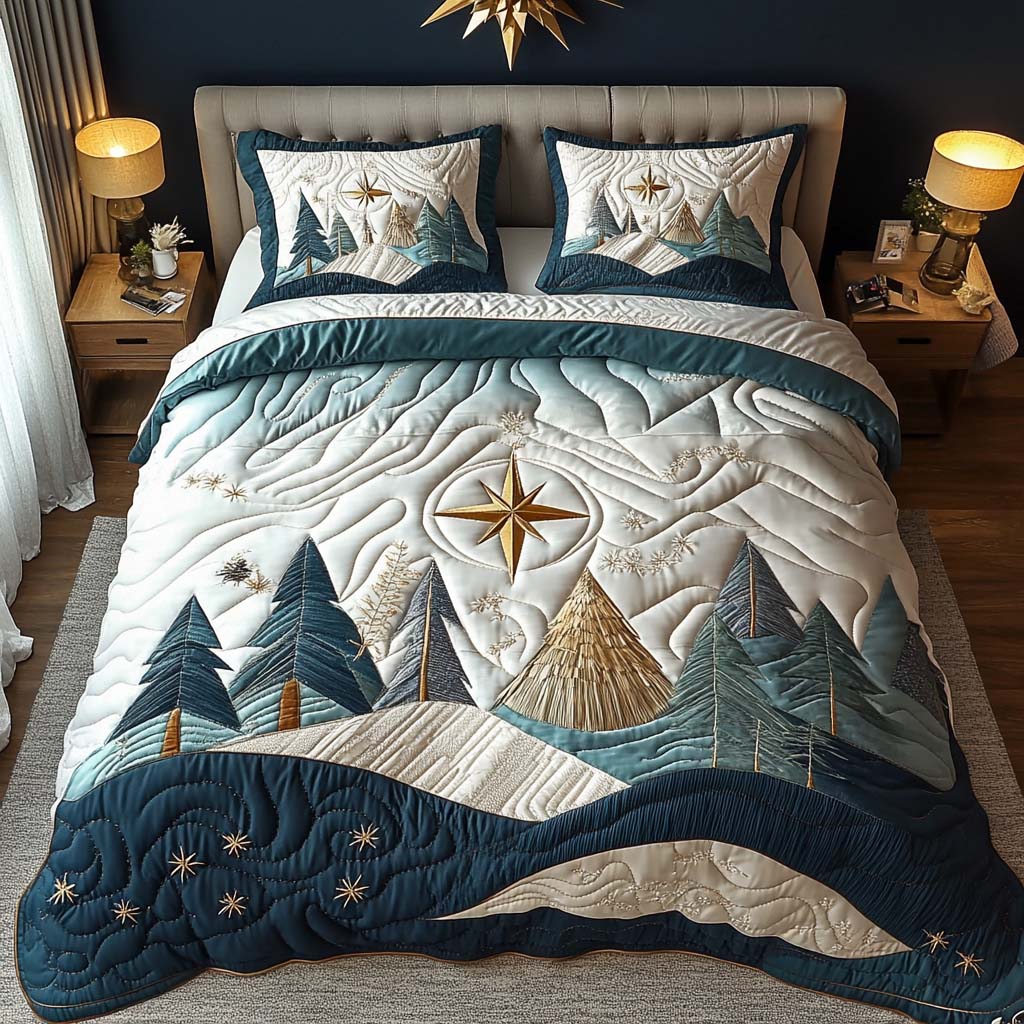 Frosty Peaks Quilted Bedding Set Soft and Cozy Bedding Set for Comfortable Sleep