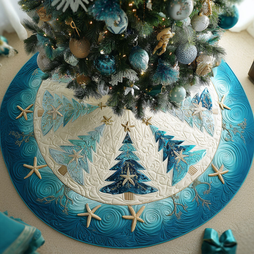 Frosty Pines Village Christmas Quilted Tree Skirt Holiday Decorations Family Christmas Presents