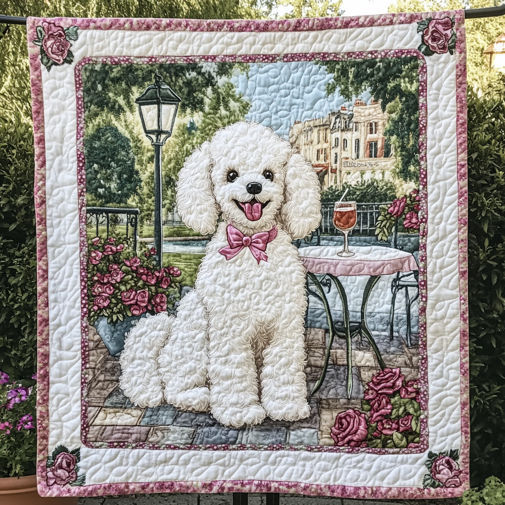 Frosty Poodle Wonderland Quilted Blanket Best Gifts For Dog Owners