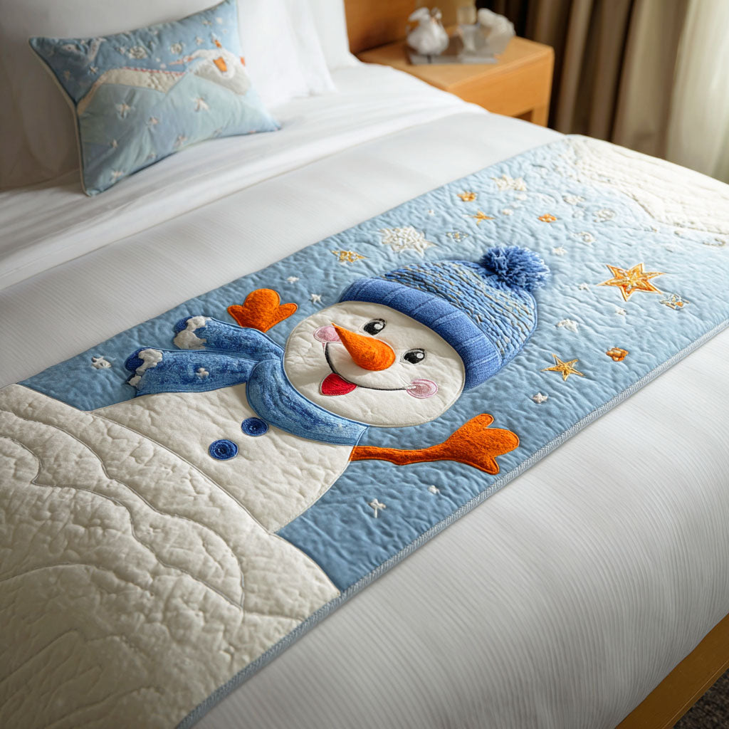 Frosty Snowman Quilted Bed Runner Xmas Room Decorations Christmas Ideas 2025