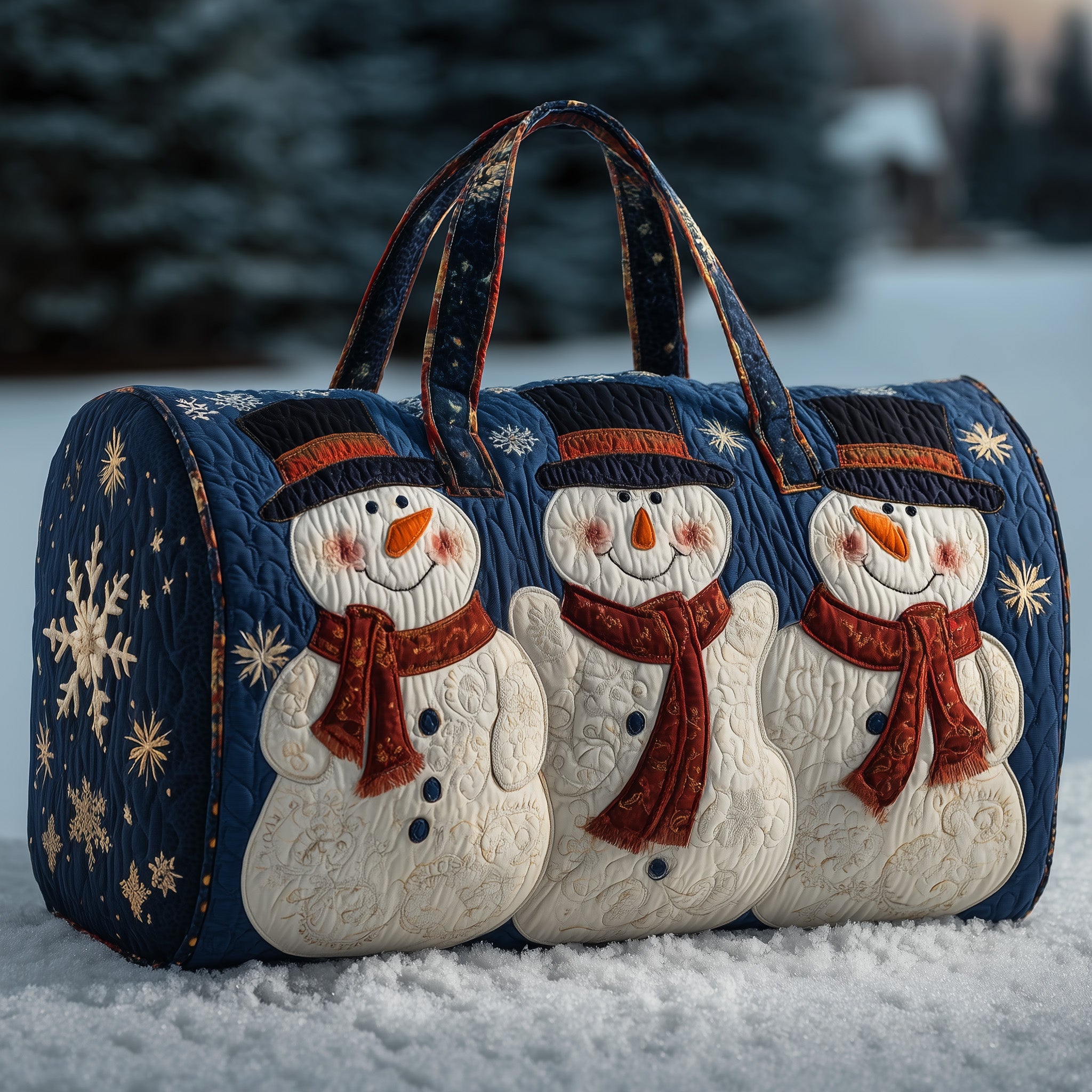 Frosty Snowman Quilted Duffle Bag Easter Gift Idea