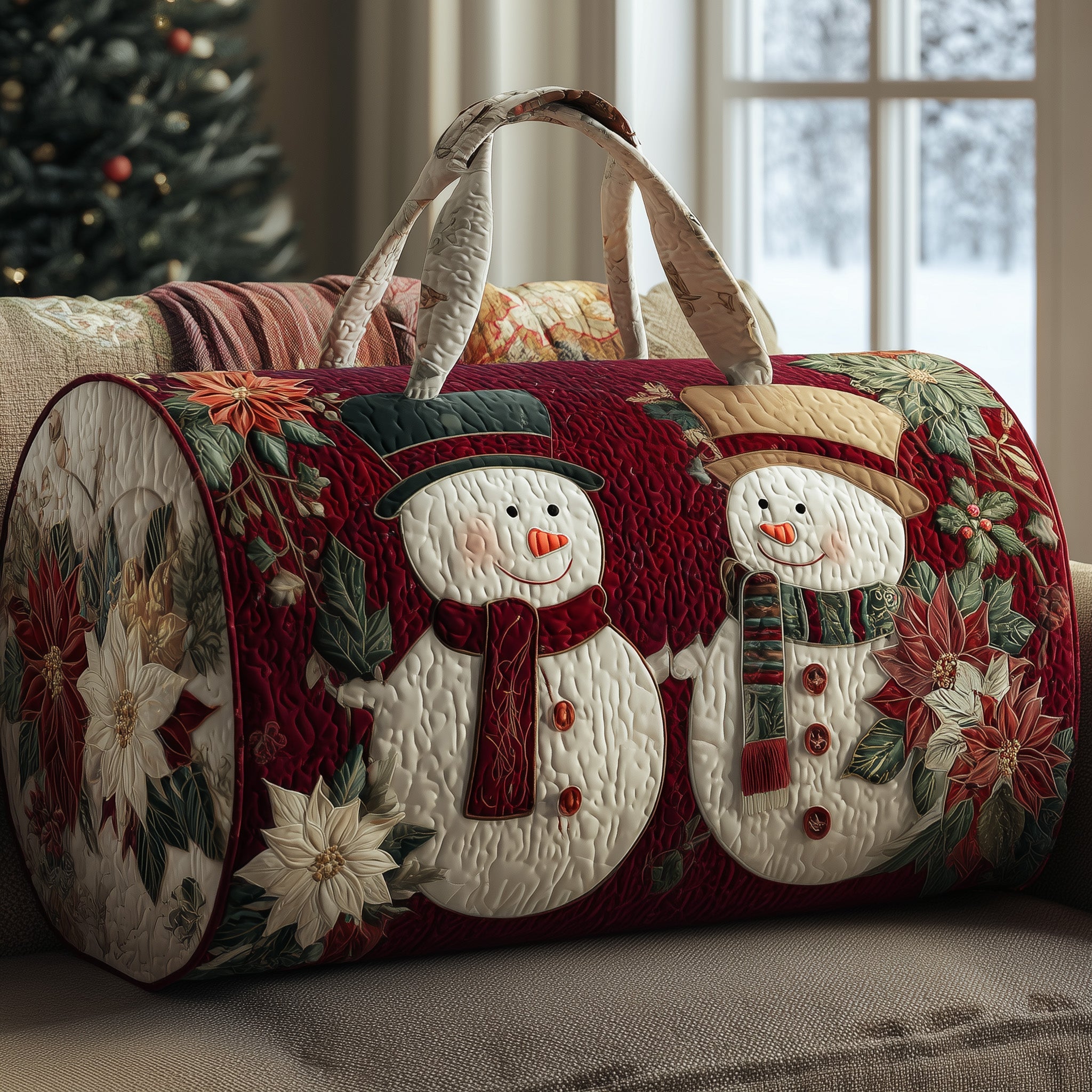 Frosty Snowman Quilted Duffle Bag Independence Day Gift Idea