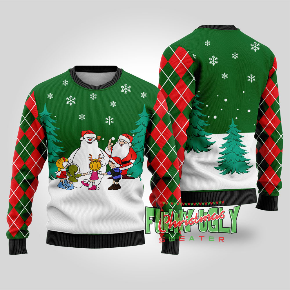 Frosty The Snowman Christmas Sweater Forest Green Heartwarming Christmas Gift Sweater for Him or Her