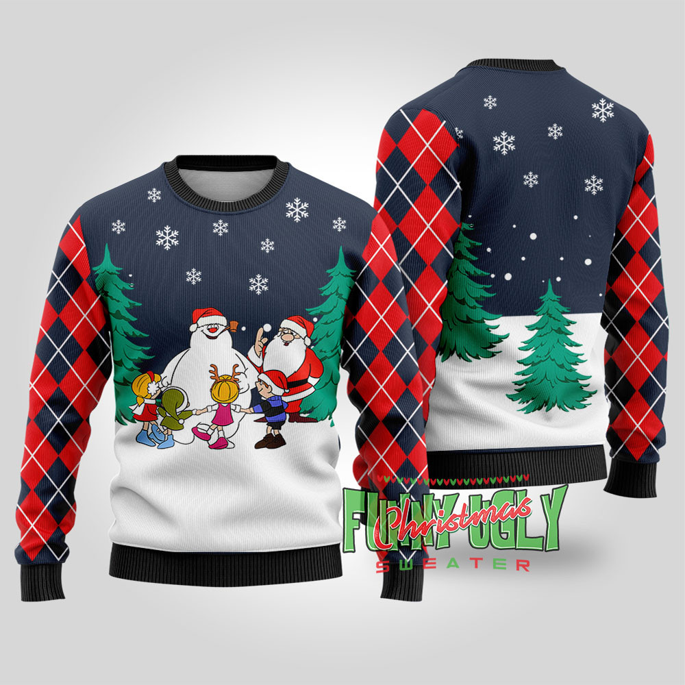 Frosty The Snowman Funny Christmas Sweater Navy Trending Christmas Merch Gift 2025 Collection