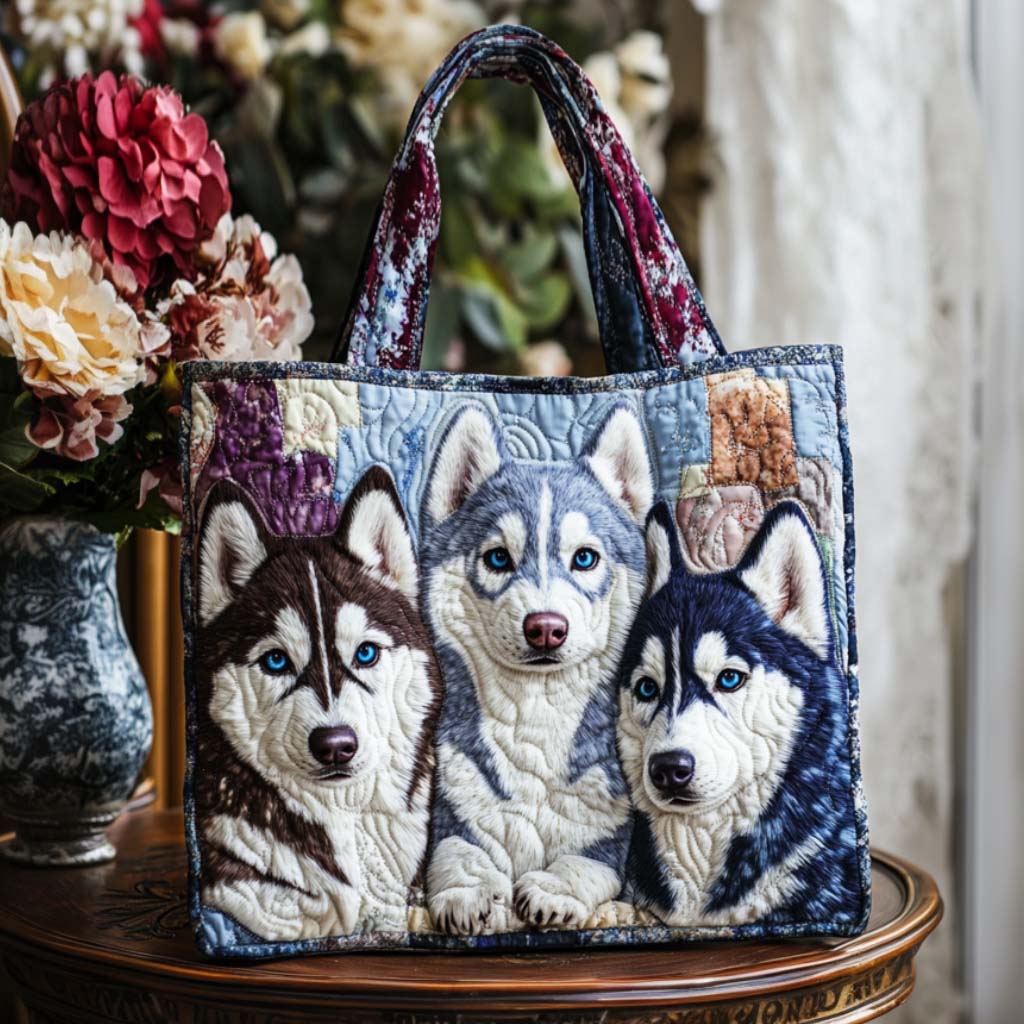 Frosty Trio Quilted Tote Bag Gift Idea For Dog Pet Lovers