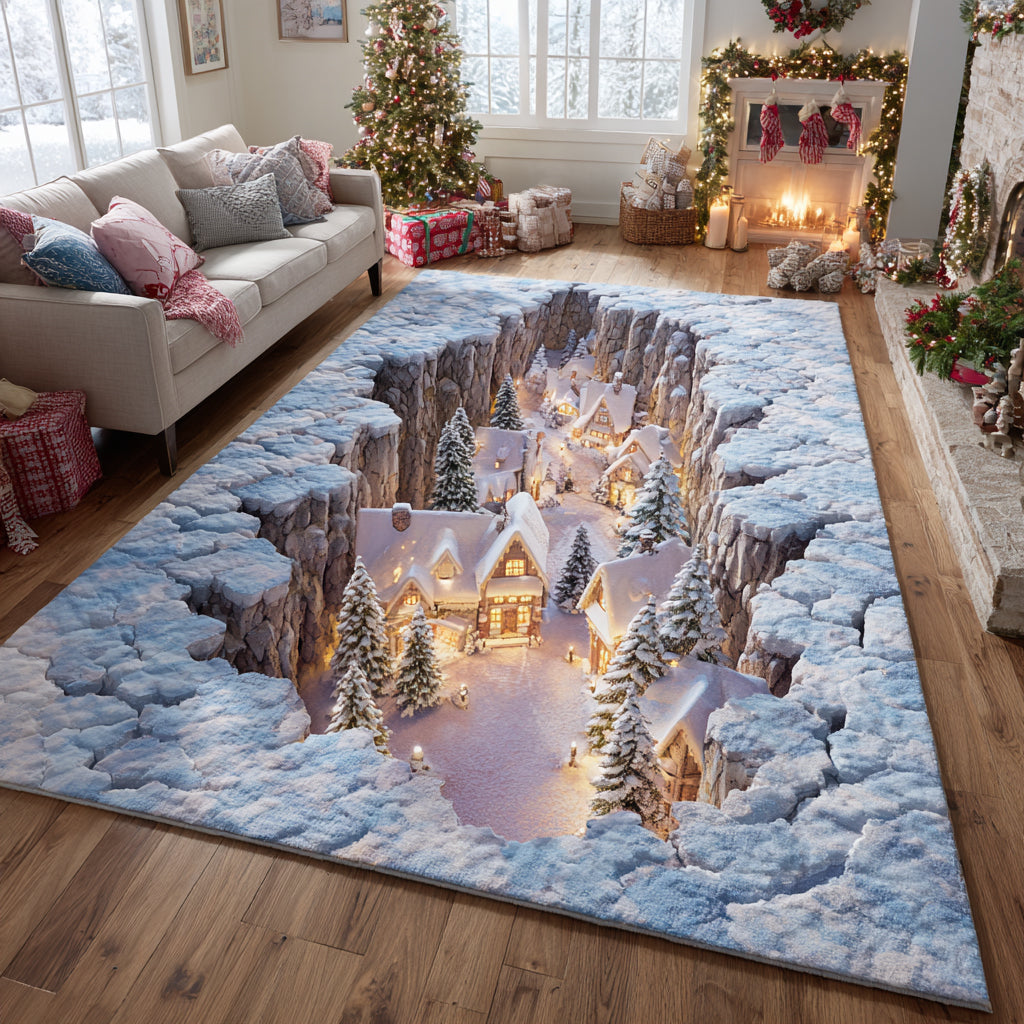 Frosty Village Area Rug Front Door Idea Good Christmas Gifts