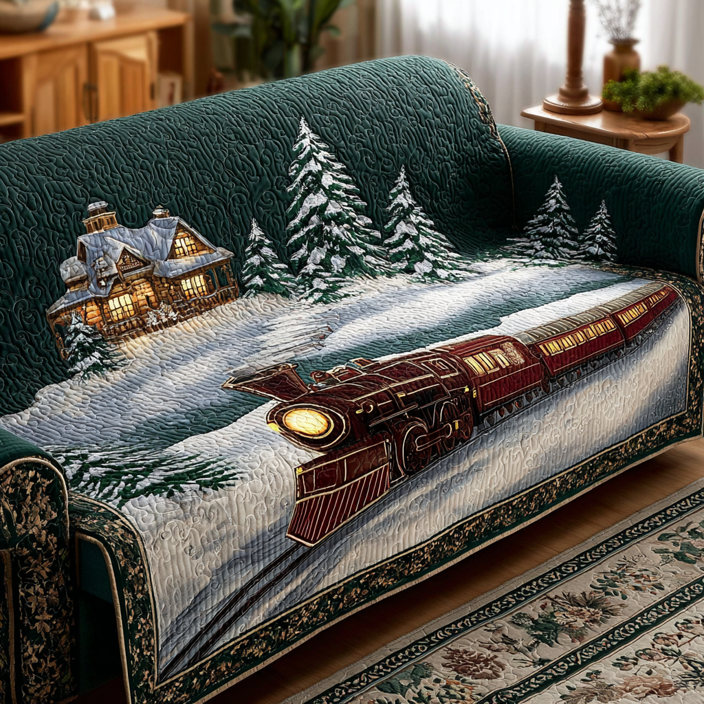 Frosty Whistle Quilted Sofa Cover Christmas Family Room Decor Secret Santa Gifts