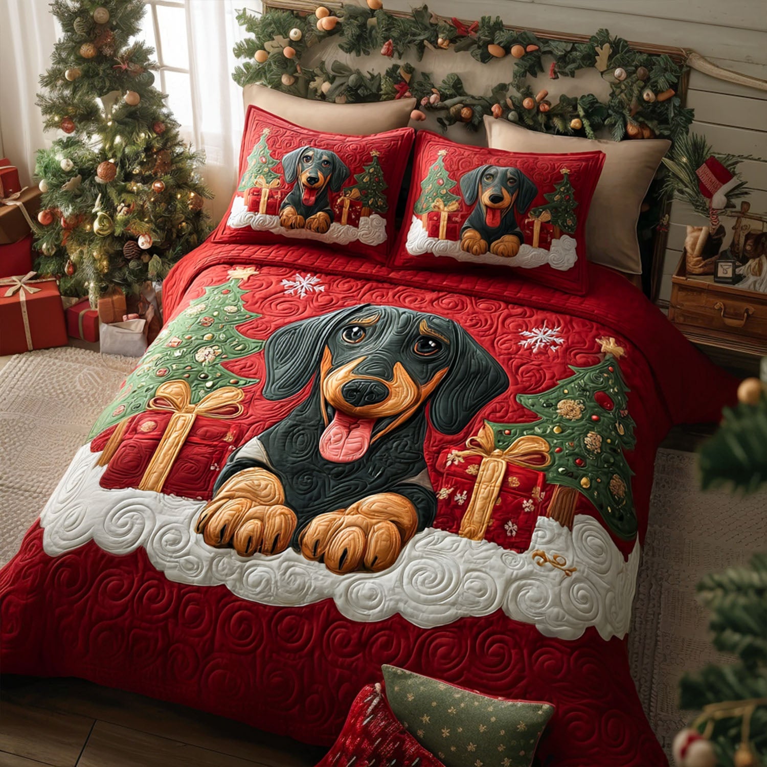 Frosty Wiener Quilted Bedding Set Home Comfort Bedding Set That Everyone Will Love
