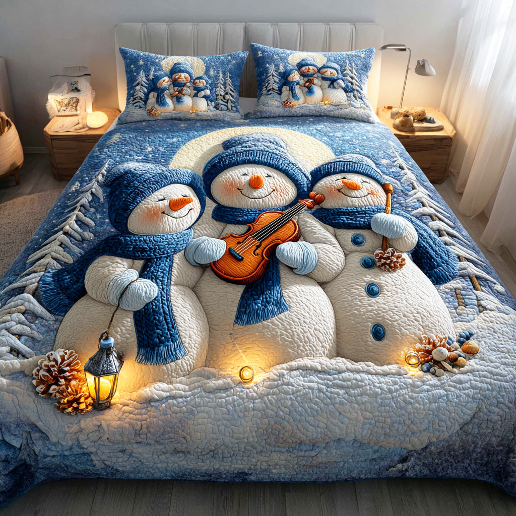 Frosty Winter Joy Quilted Bedding Set Best Holiday Duvet Covers Christmas Presents For Dad