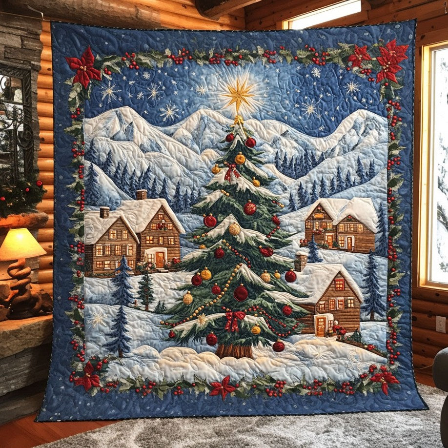Frozen Cottage Quilt Unique Holiday Gift Idea with Quilt Blanket