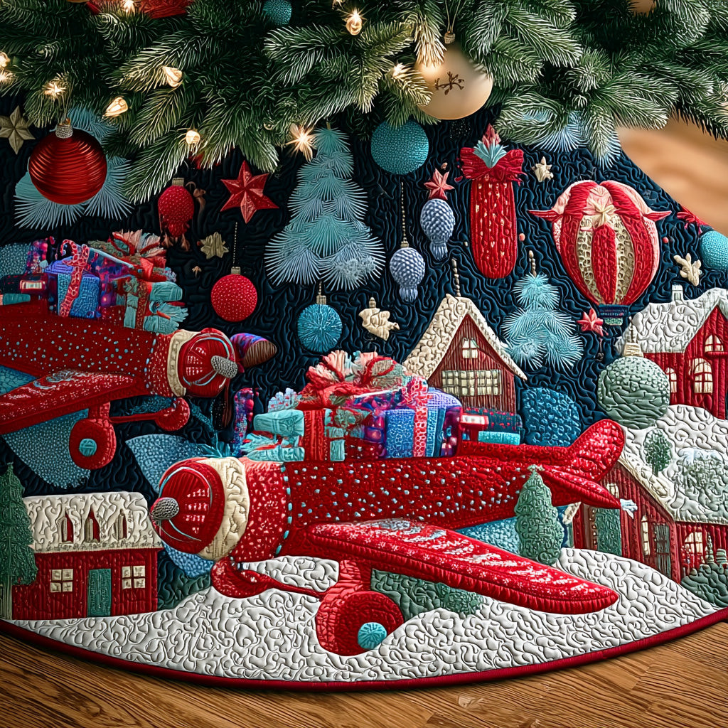 Frozen Evergreen Lane Christmas Quilted Tree Skirt Xmas Home Decor Xmas Gifts For Plane Lovers