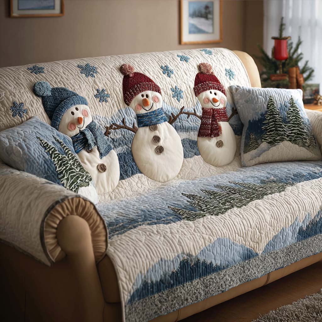 Frozen Lake Quilted Sofa Cover Holiday Living Room Decor Best Family Gifts