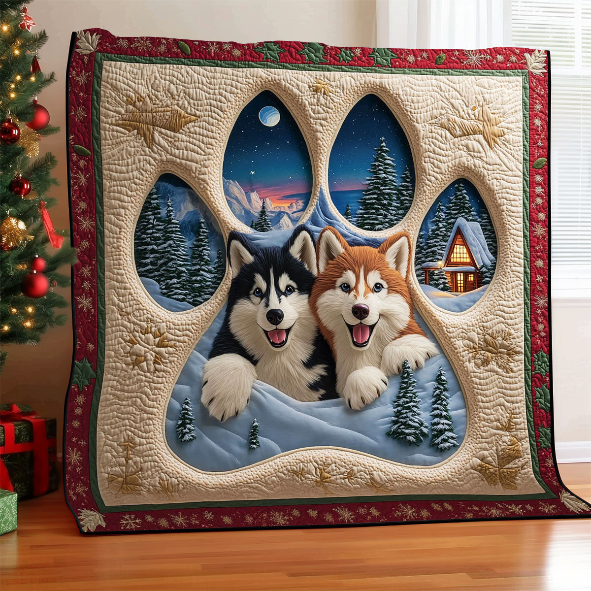 Frozen Paws Quilt Blanket Christmas Blanket Good Presents For Dog Lovers
