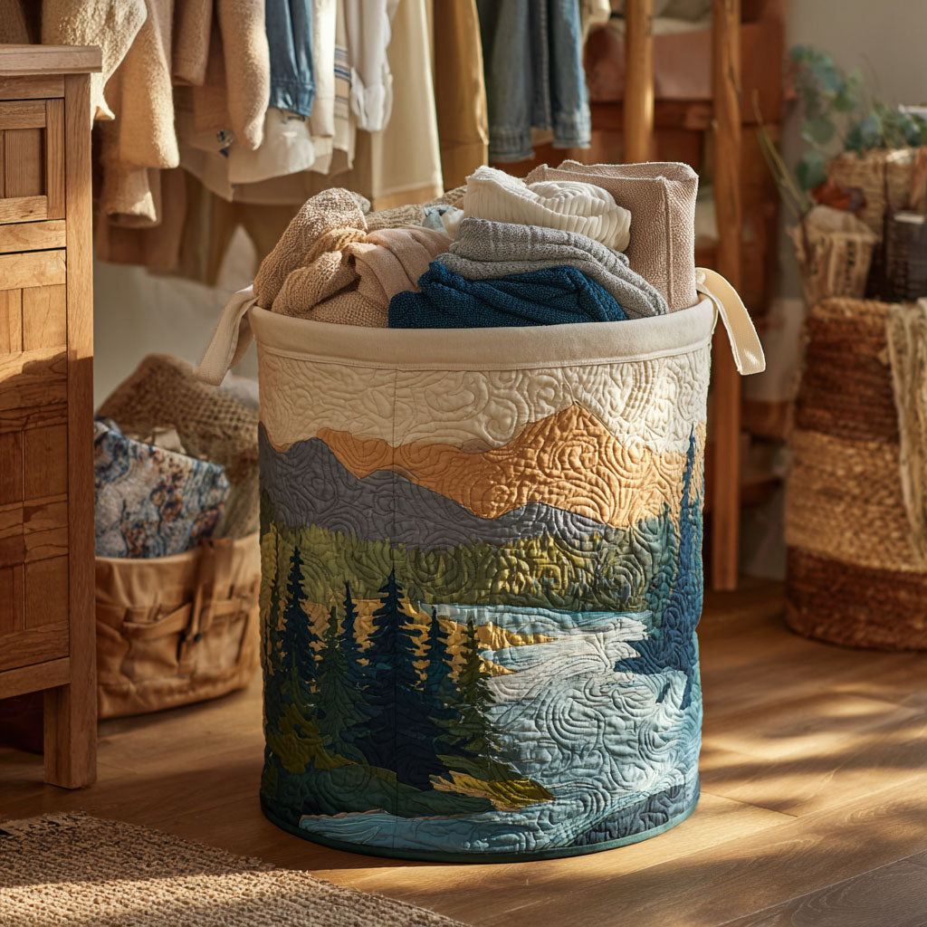 Frozen Peaks Quilted Laundry Basket Stylish Laundry Basket with Quilted Texture and Handles