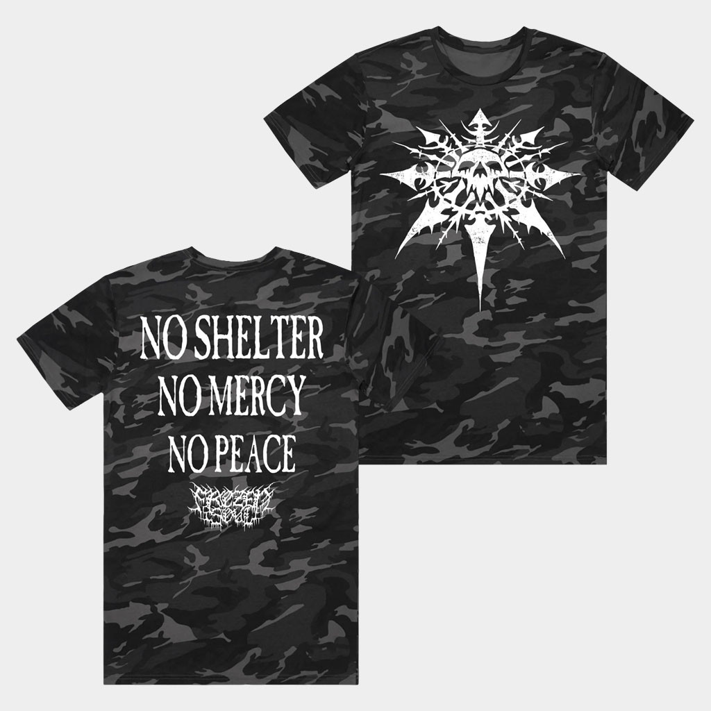 Frozen Soul Merch 2026 No Shelter No Mercy No Peace Camo Shirt Gifts For Brothers