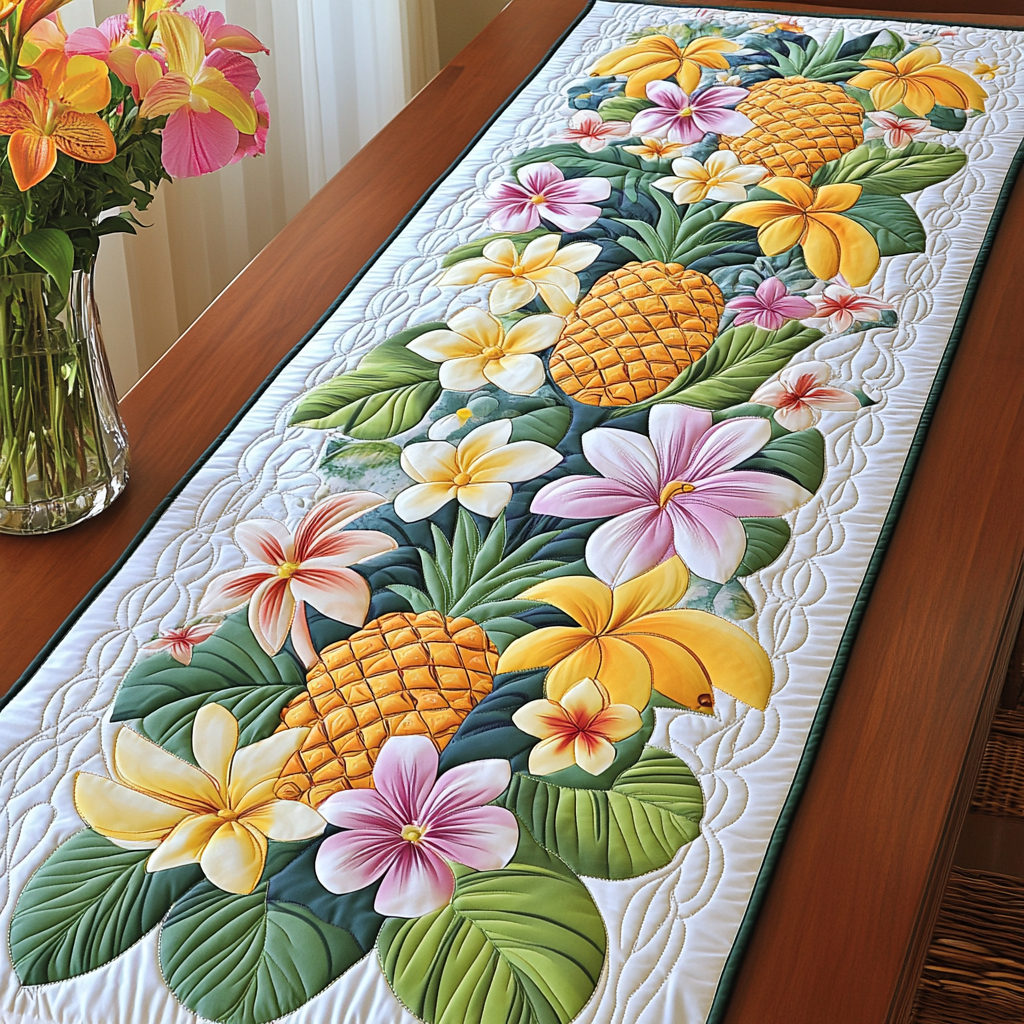 Fruit Parade Quilted Table Runner Hawaii Table Runner Dining Table Decorations