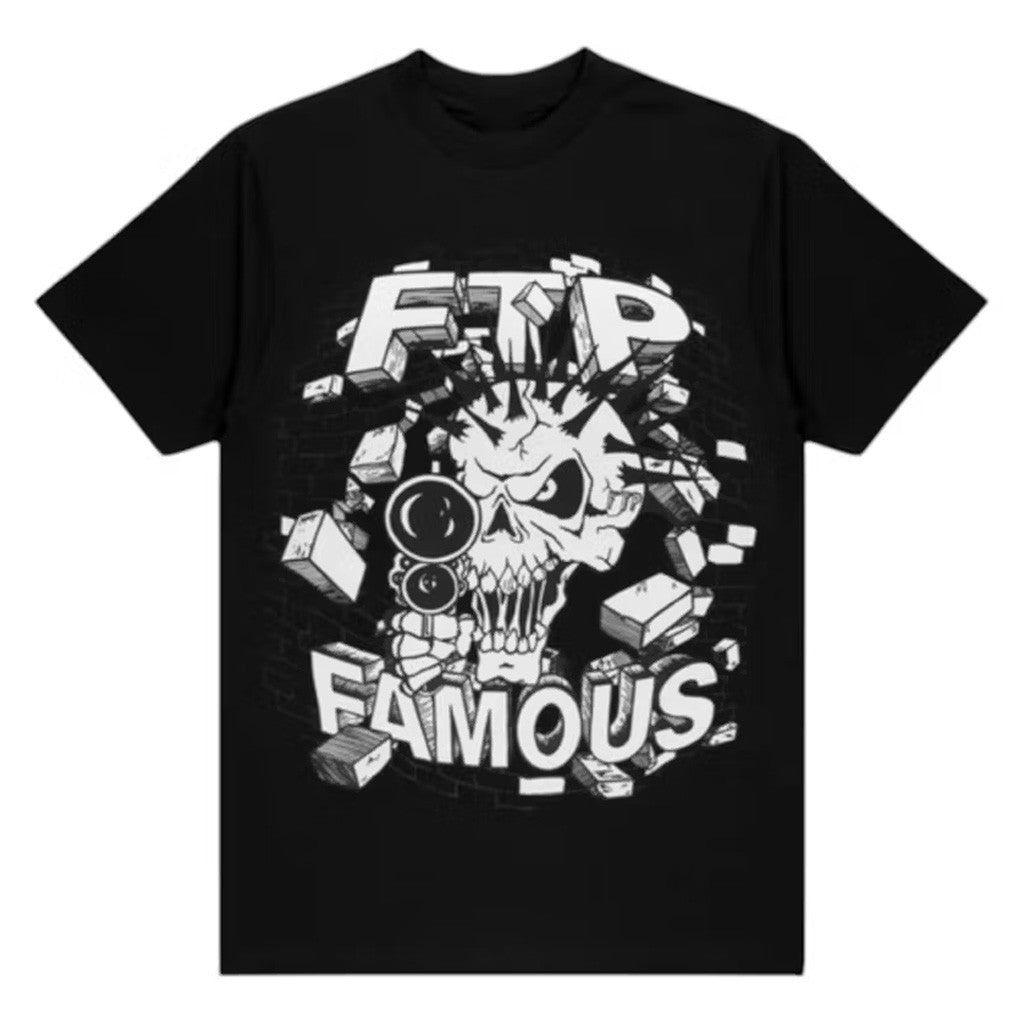 FTP Merch FTP x Famous Skull T-Shirt Black Gifts For Husband FTP Merch FTP x Famous Skull T-Shirt Black Gifts For Husband