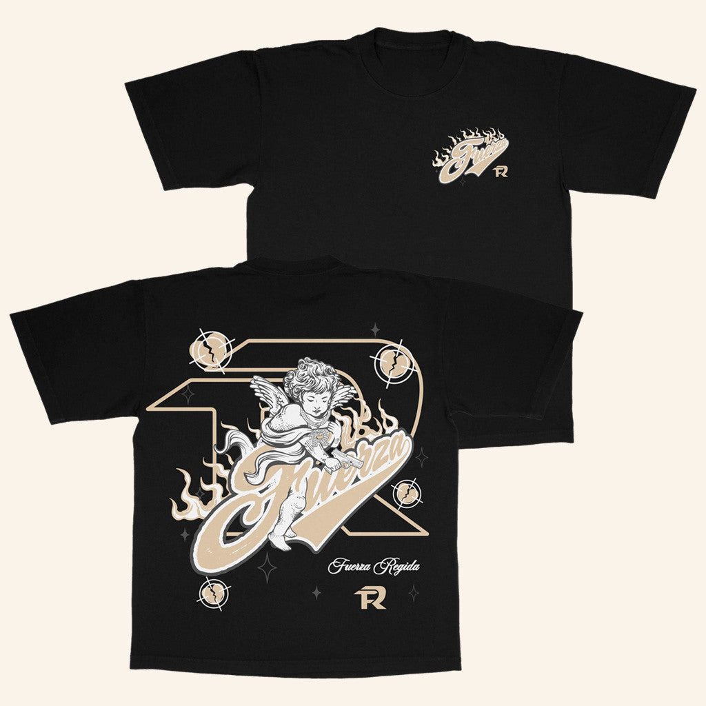 Fuerza Regida Merch Angel Caido Black T-Shirt Gifts For Music Lovers