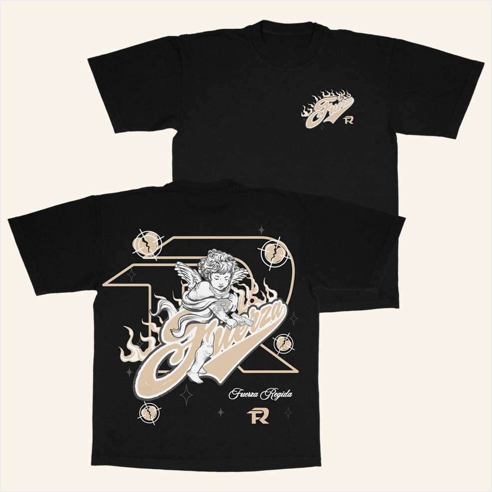 Fuerza Regida Merch Angel Caido Black T-Shirt Gifts For Music Lovers Birthday Gifts For BFF