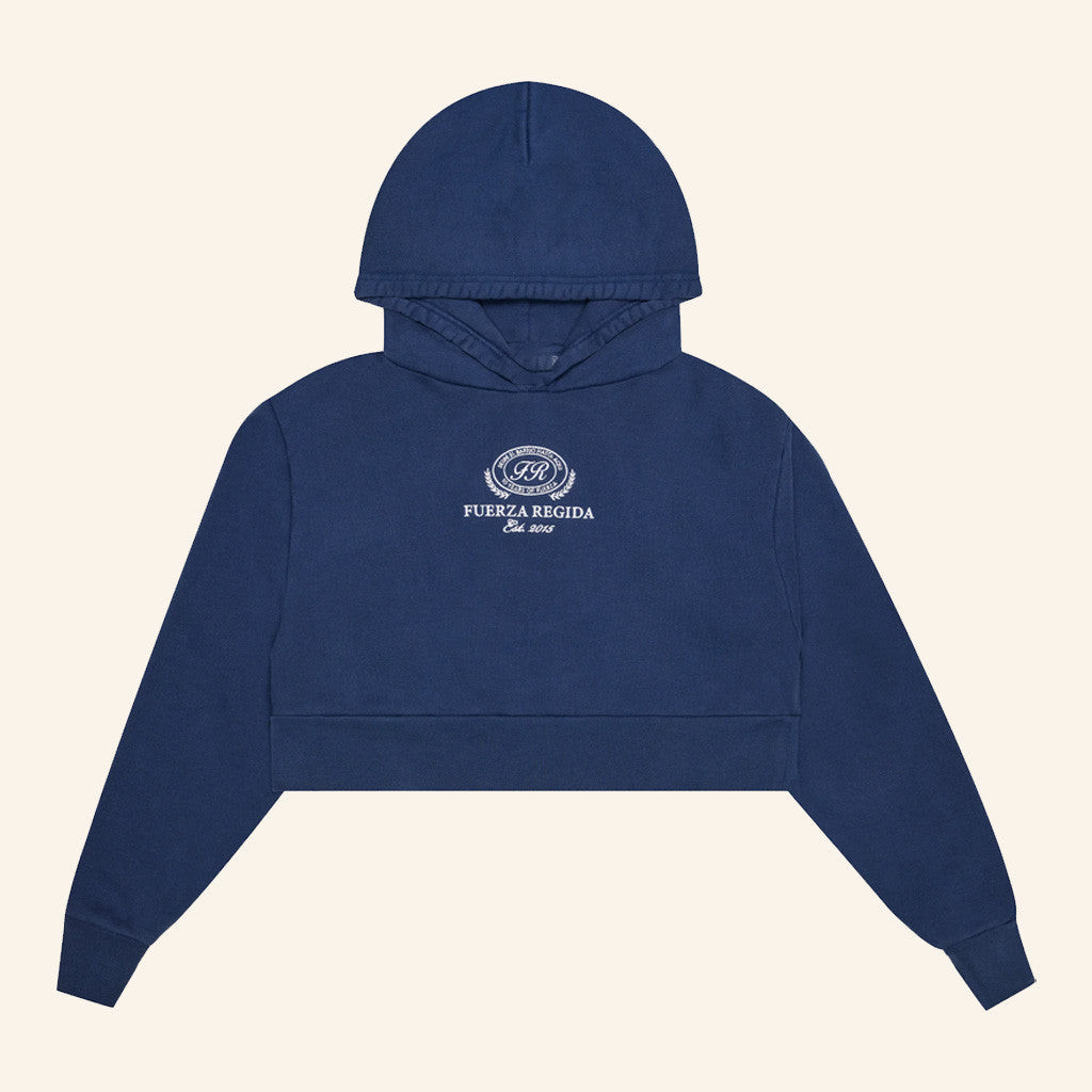 Fuerza Regida Merch FR League Cropped Hoodie Navy Presents For Friends