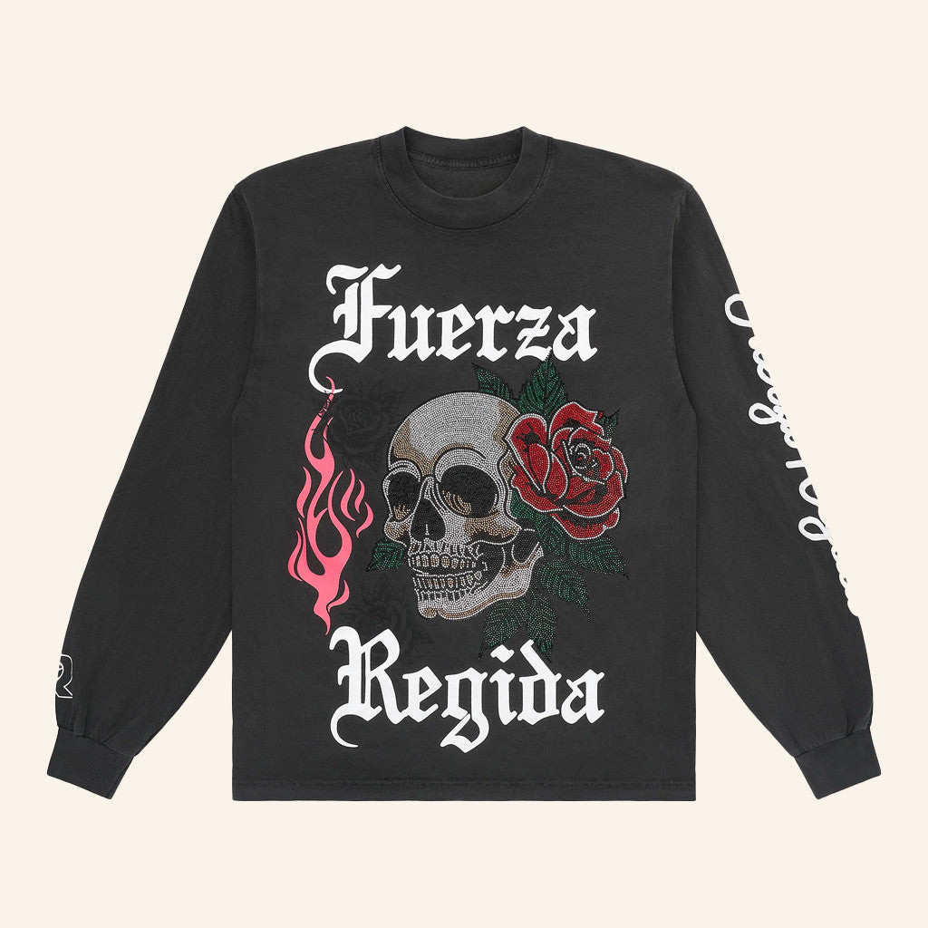 Fuerza Regida Merch FR Skull Long Sleeve Shirt Presents For Friends Fuerza Regida Merch FR Skull Long Sleeve Shirt Presents For Friends