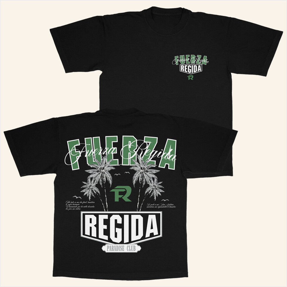 Fuerza Regida Merch Palms Paradise Black T-Shirt Present For Husband Birthday Gifts For Fans