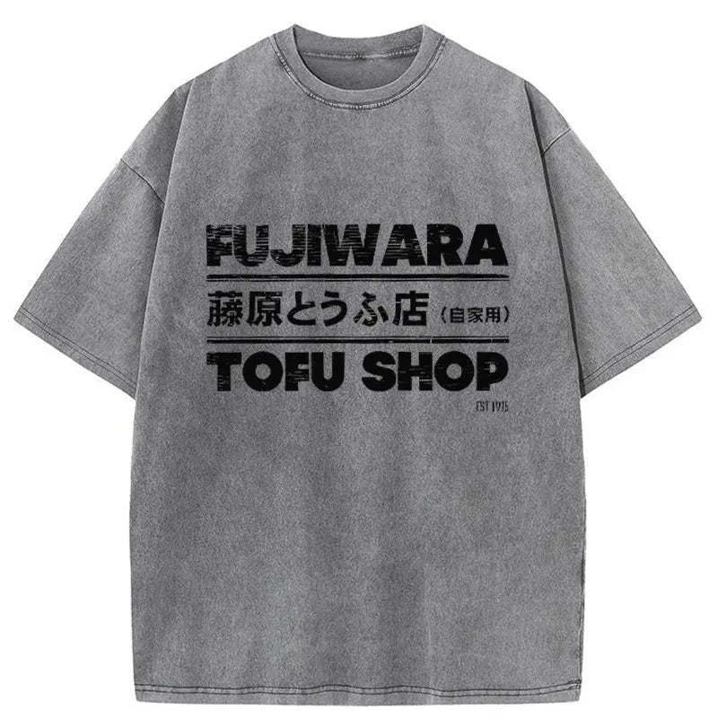 Fujiwara Tofu Shop Washed T-Shirt Unique Aesthetic Fashion Tee Gifts For Besties