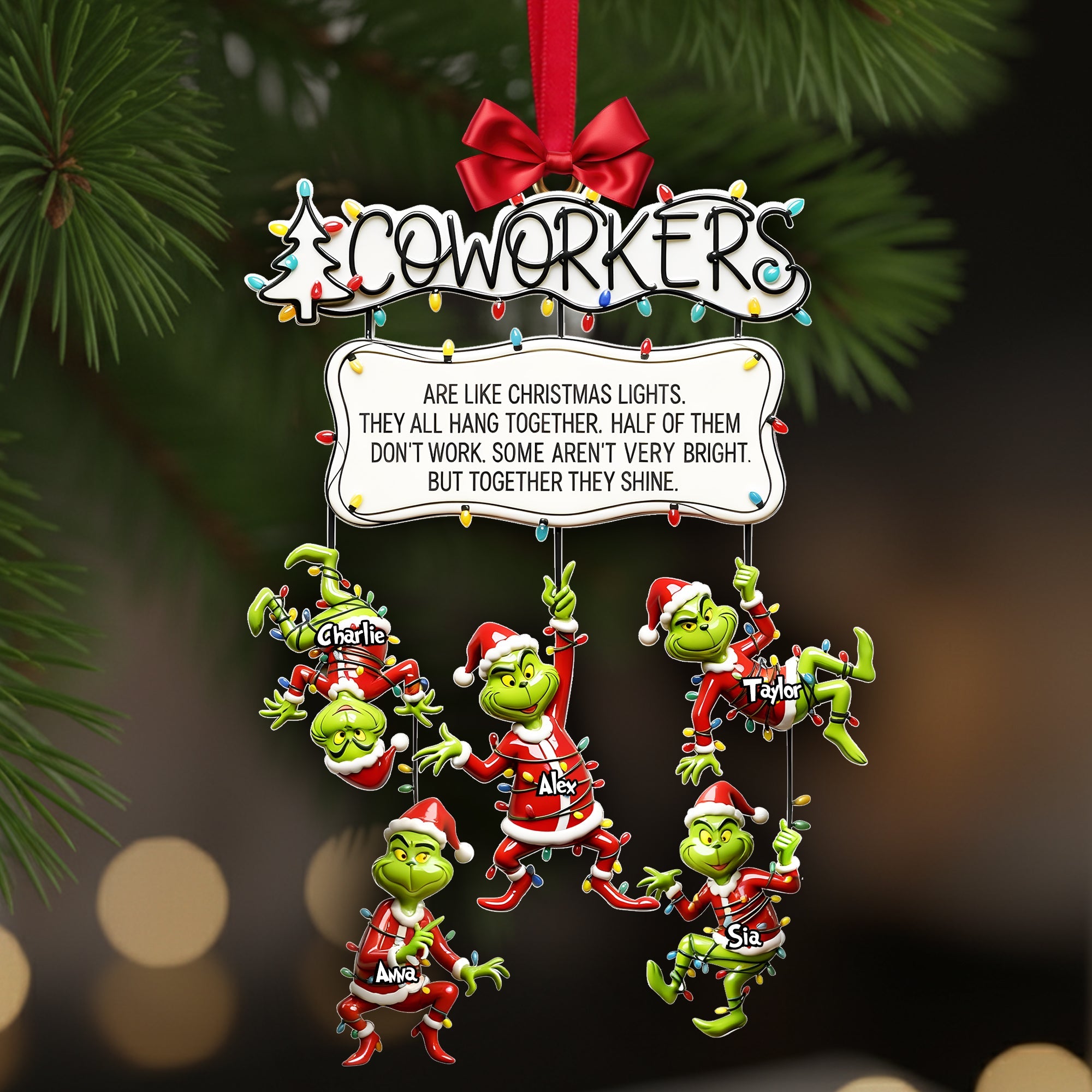 Fun Co-workers Hanging Together Ornament - Personalized Gifts For Collague - Holiday Tree Decoration Gift