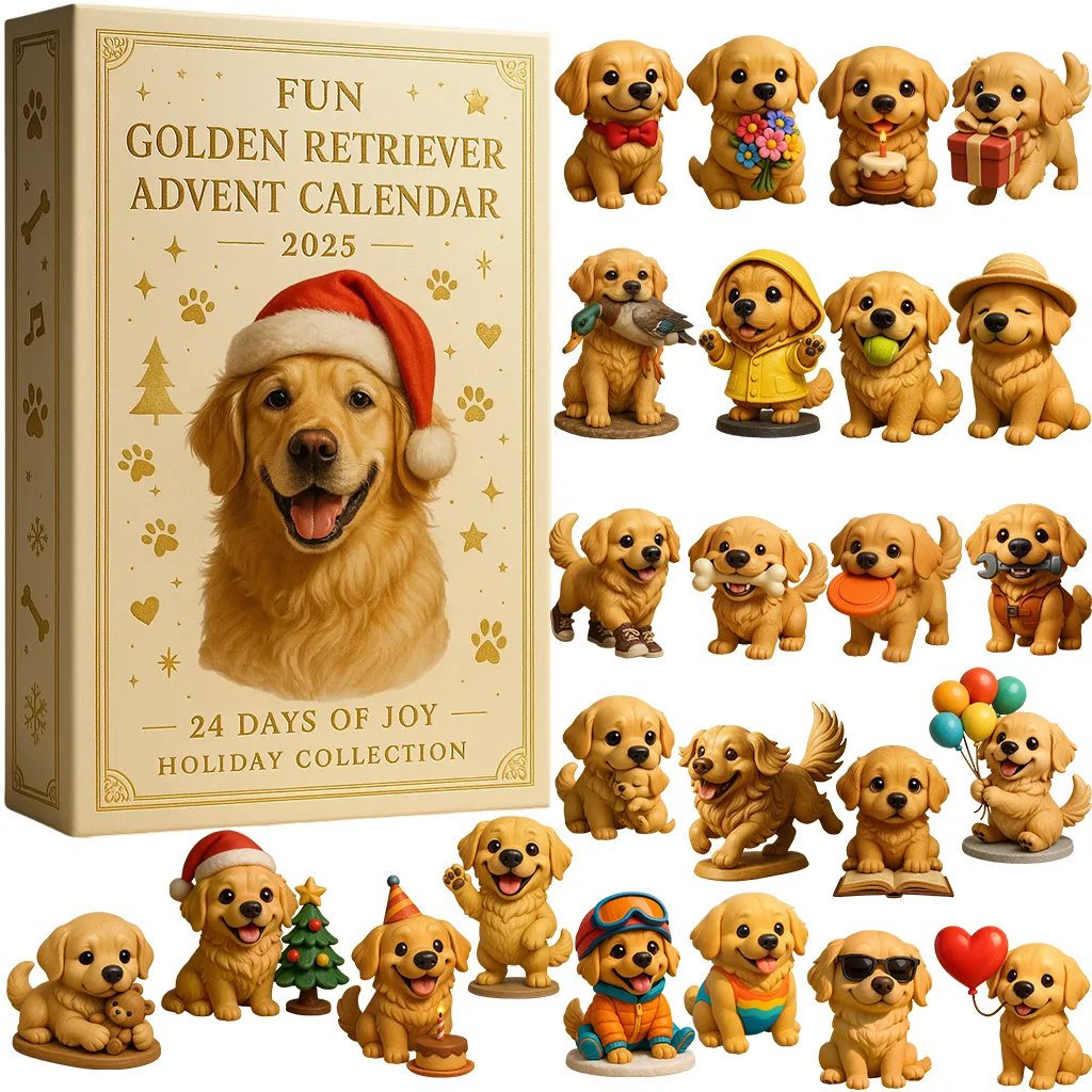 Fun Golden Retriever Advent Calendar 2025 Dog Themed Xmas Home Decor Gifts For Dog Owners