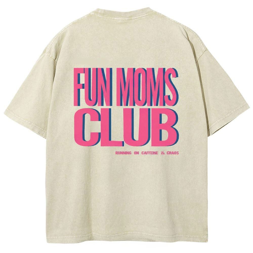 Fun Moms Club T-Shirt Running On Caffeine And Chaos Clothing Gift For Mom